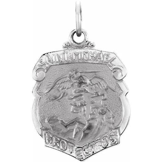 Sterling Silver 16.5x14 mm St. Michael Medal 18 inch Necklace