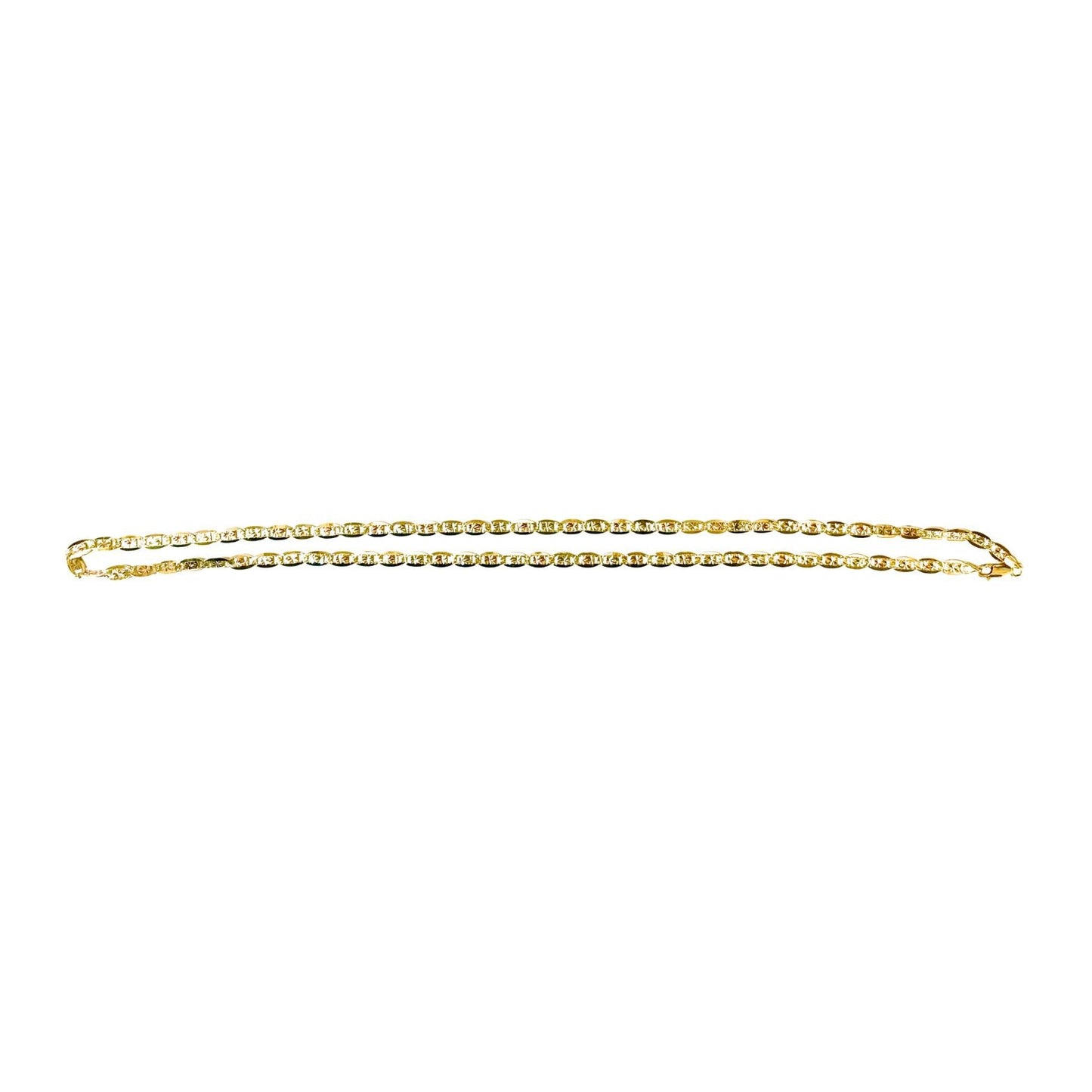 4.9mm 14K Tricolor Gold Pave Valentino Chain 16.4g 24 Inch Necklace