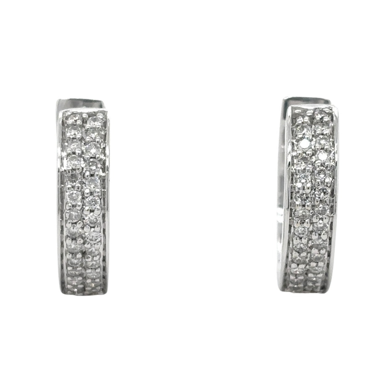 14k White Gold 1/4ctw Diamond Hoop Earrings 4.6g