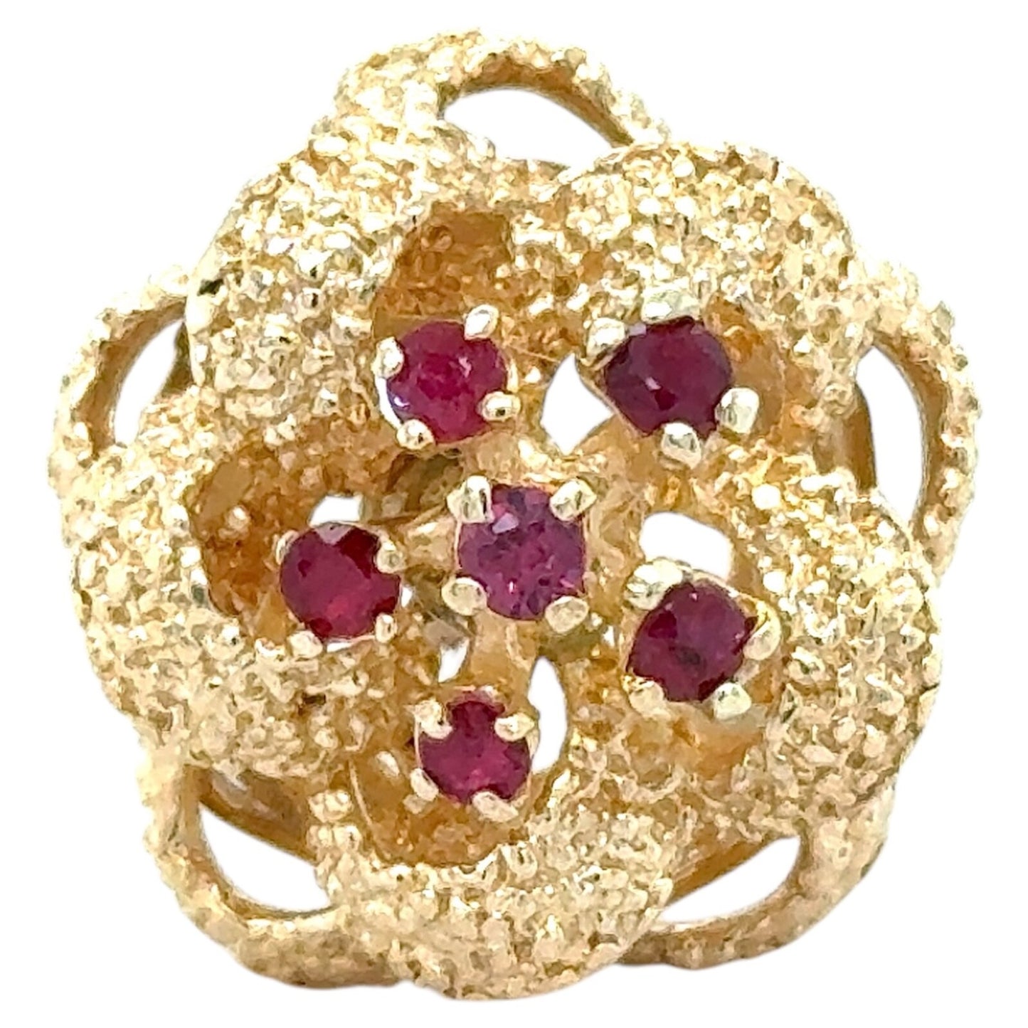 Red Spinel Cluster Bow 14k Yellow Gold Ring 9.4g Size 6.75