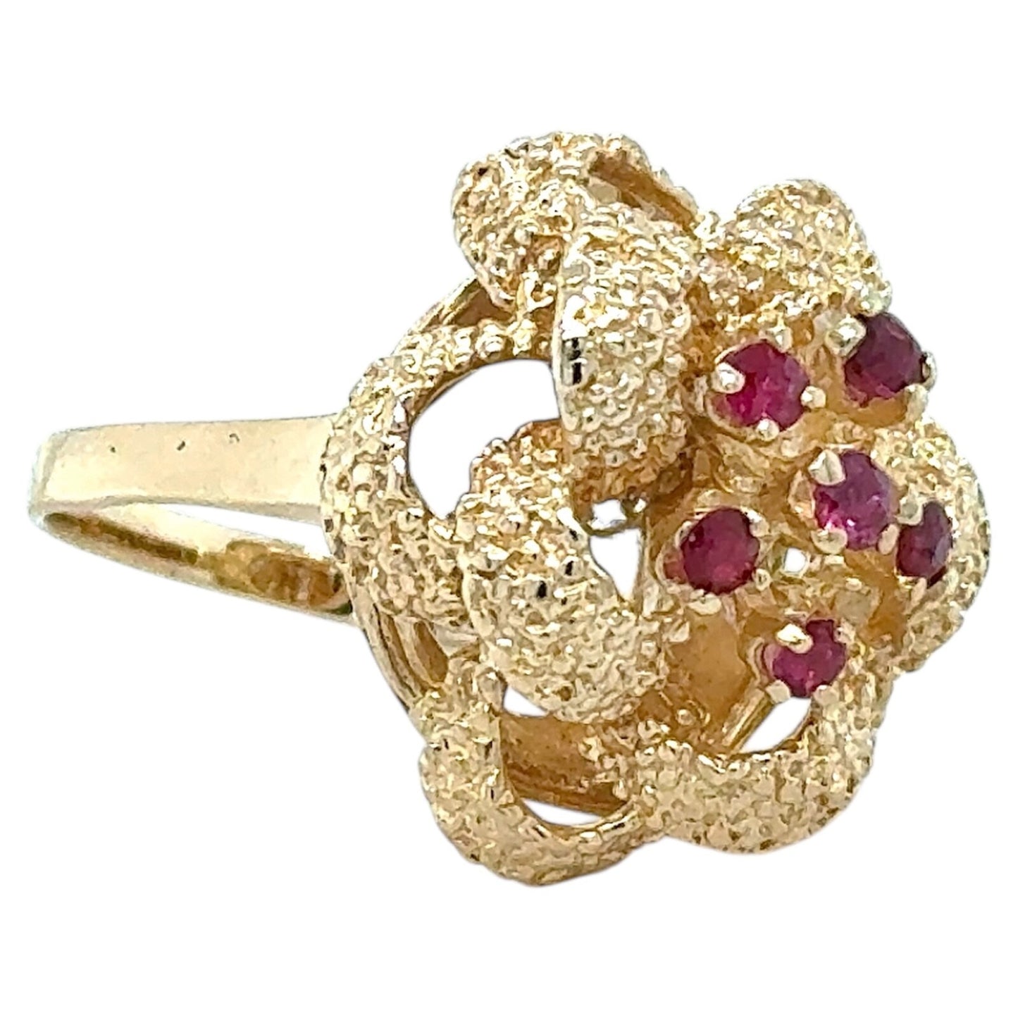 Red Spinel Cluster Bow 14k Yellow Gold Ring 9.4g Size 6.75