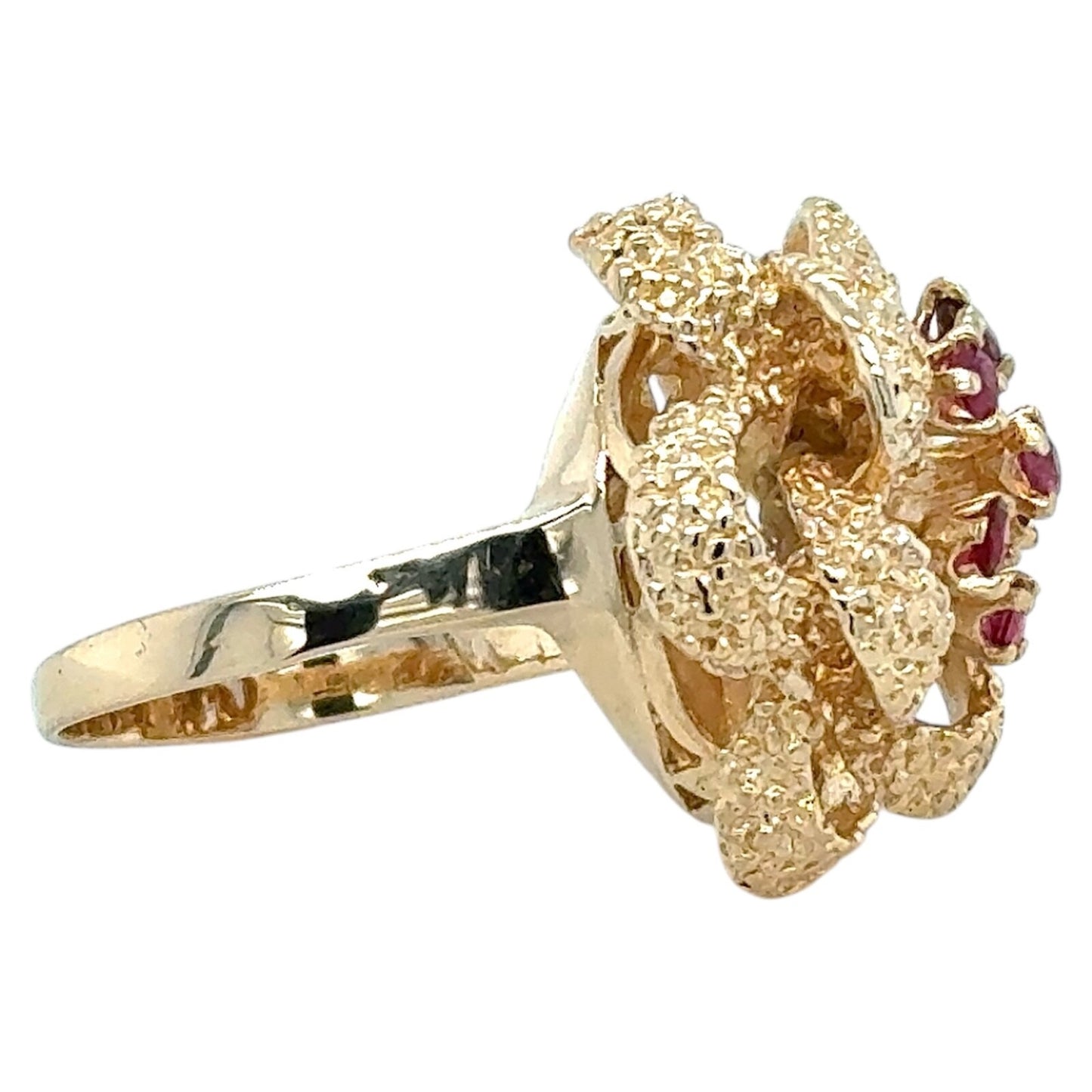 Red Spinel Cluster Bow 14k Yellow Gold Ring 9.4g Size 6.75