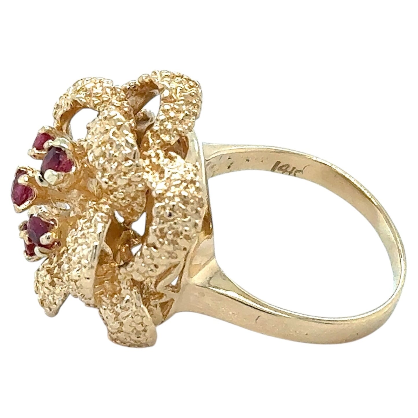 Red Spinel Cluster Bow 14k Yellow Gold Ring 9.4g Size 6.75