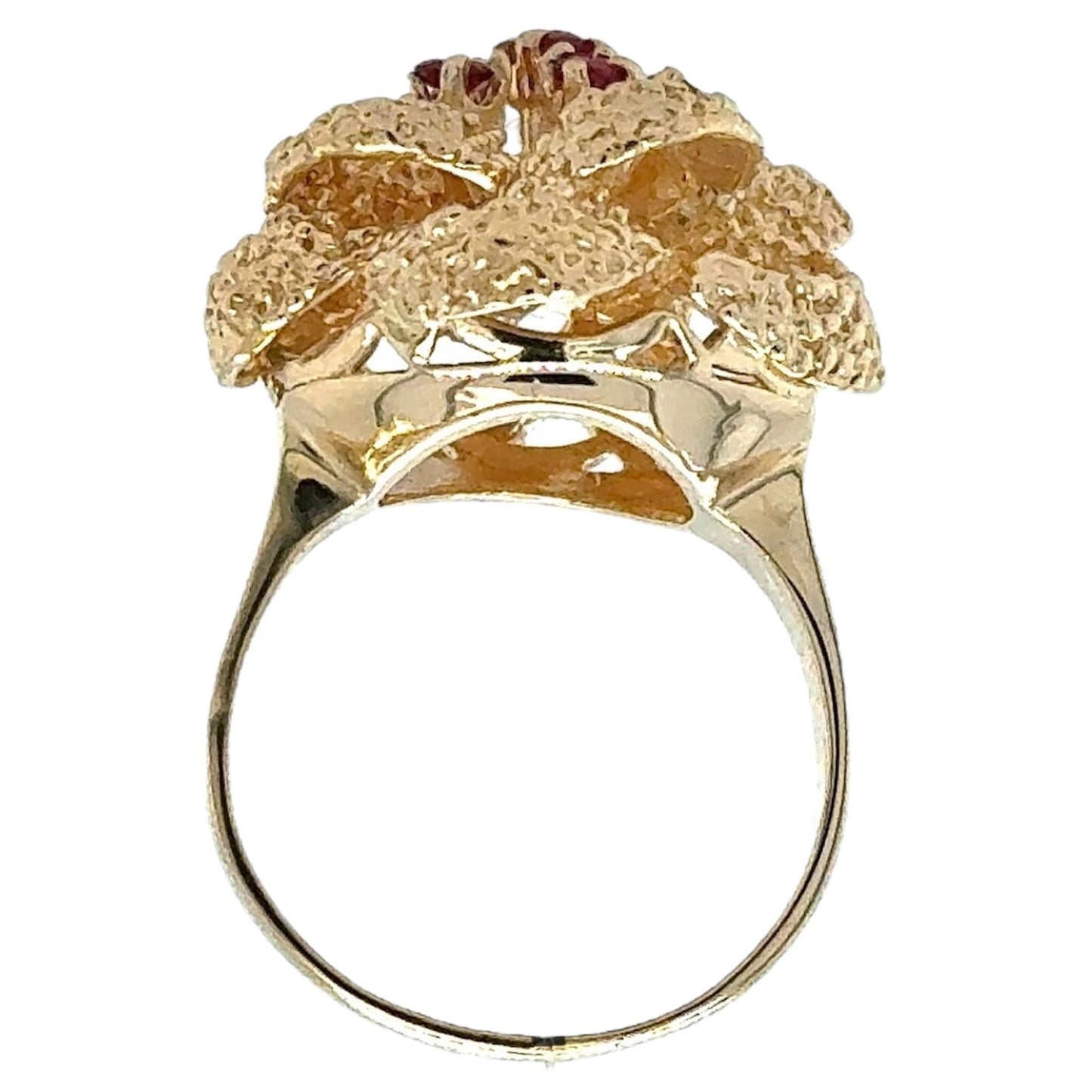 Red Spinel Cluster Bow 14k Yellow Gold Ring 9.4g Size 6.75