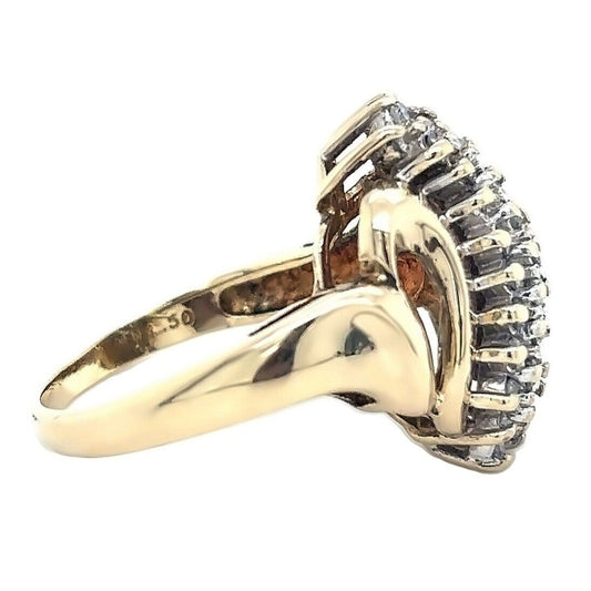 10k Yellow Gold 1/2ctw Diamond Cocktail Ring 5.1g Size 6.75