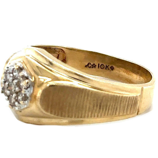 1/10ct Men’s Champagne Diamond 10k Yellow Gold Ring 4.2g Size 12