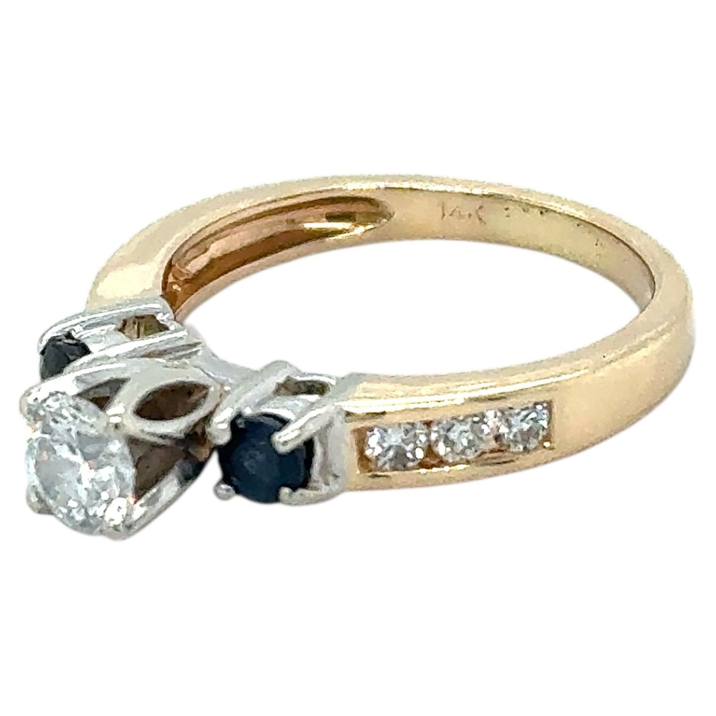 3/4ctw Diamond & Sapphire 14K Yellow Gold Ring 3.4g Size 5.5 (SI2-I2,G-I)