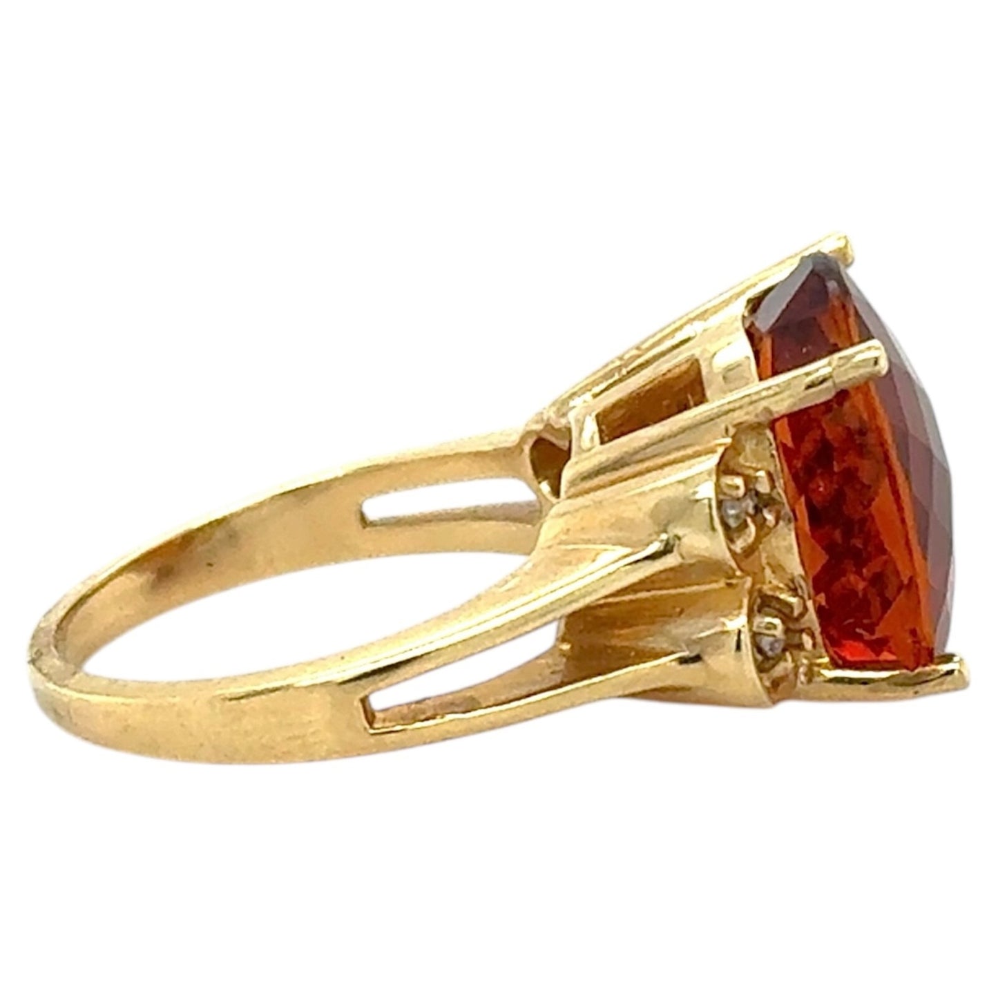 Madeira Citrine & Diamond 14k Yellow Gold Ring 6.8g Size 6.25