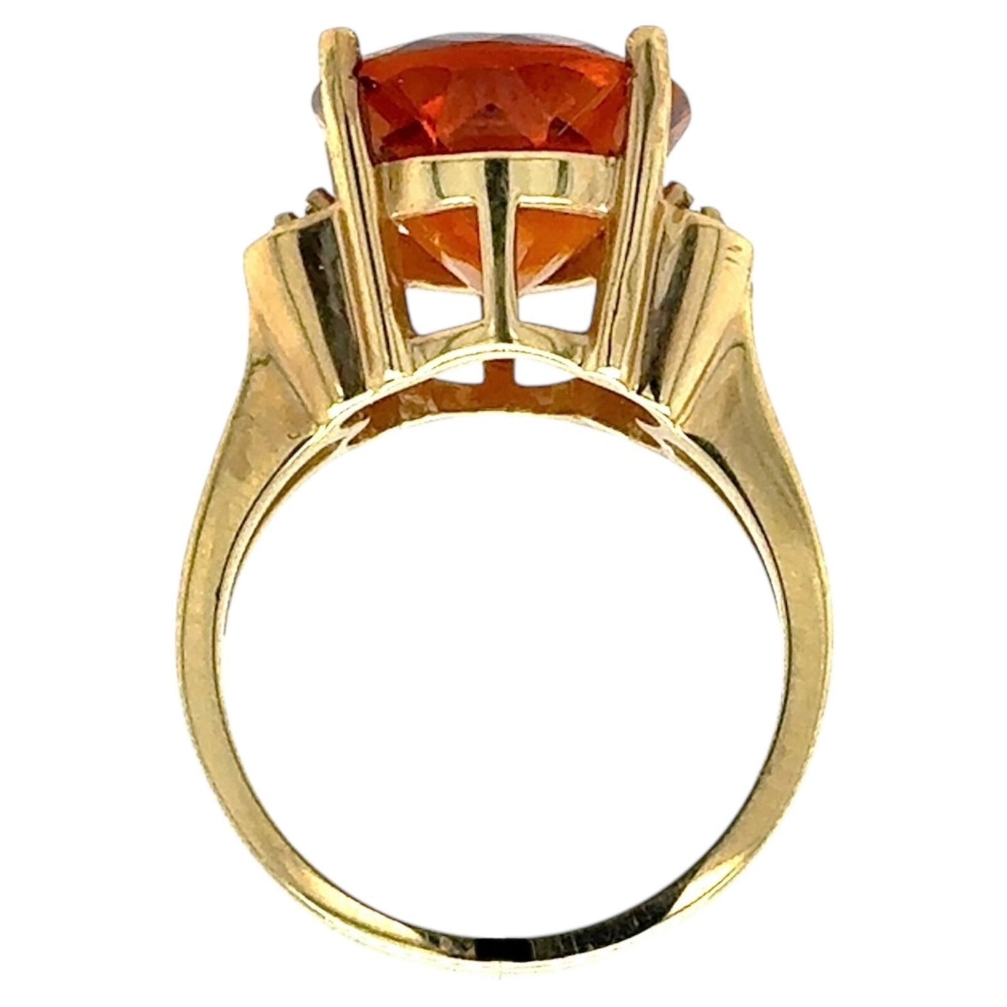 Madeira Citrine & Diamond 14k Yellow Gold Ring 6.8g Size 6.25