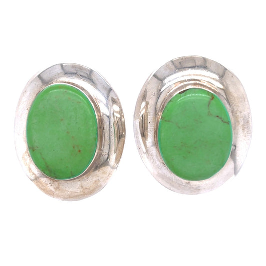 .925 Sterling Silver Green Variscite Earrings 27.1g