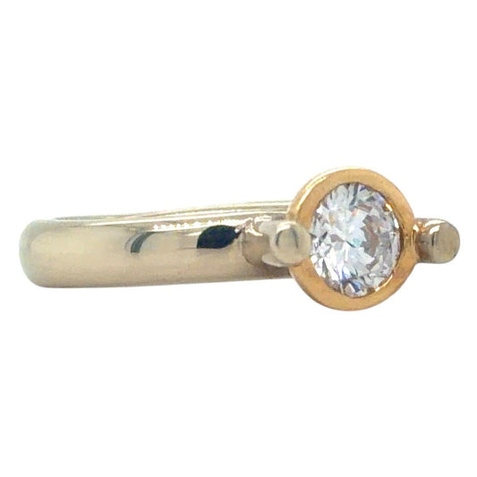 Cubic Zirconia Solitaire 14k Two-Tone Gold Ring 8.2g Size 6.5