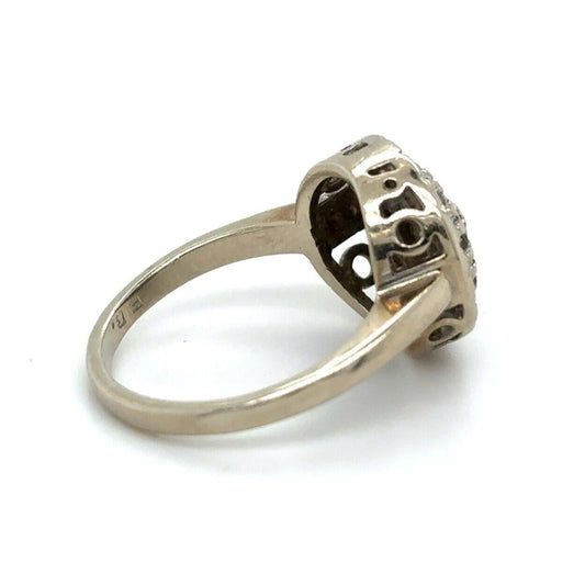 14K White Gold Diamond Halo Ring 1/4ctw 5.7g Size 4.25