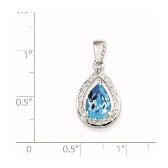 Sterling Silver Blue Topaz & Diamond Pendant