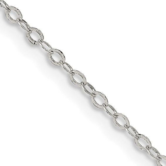 Sterling Silver 1.5mm Flat Open Oval Cable Chain Necklace 18-Inch