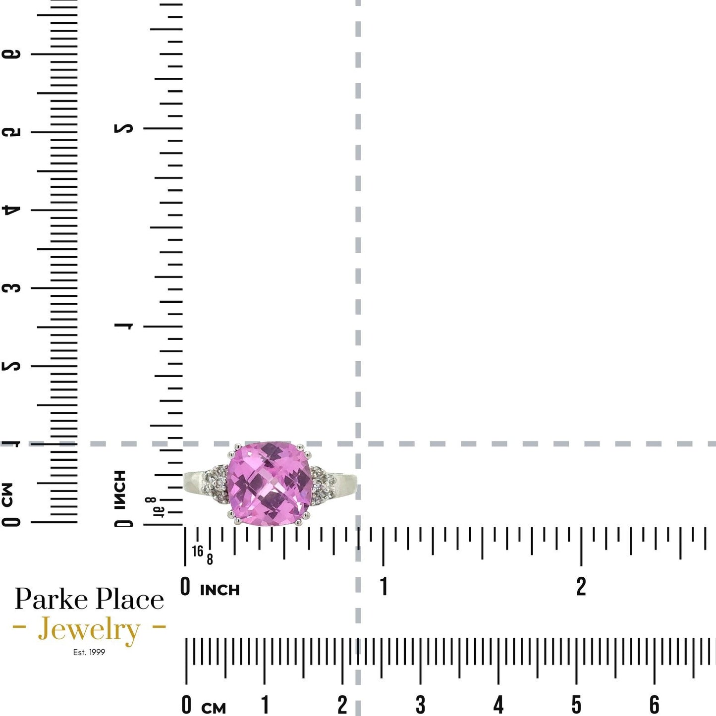 Created Pink Sapphire & Diamond 10k White Gold Ring 3.8g Size 9.5