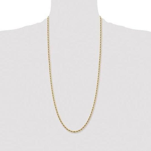 Chisel Stainless Steel Yellow IP-plated 4mm Rope 30 inch Chain Necklace