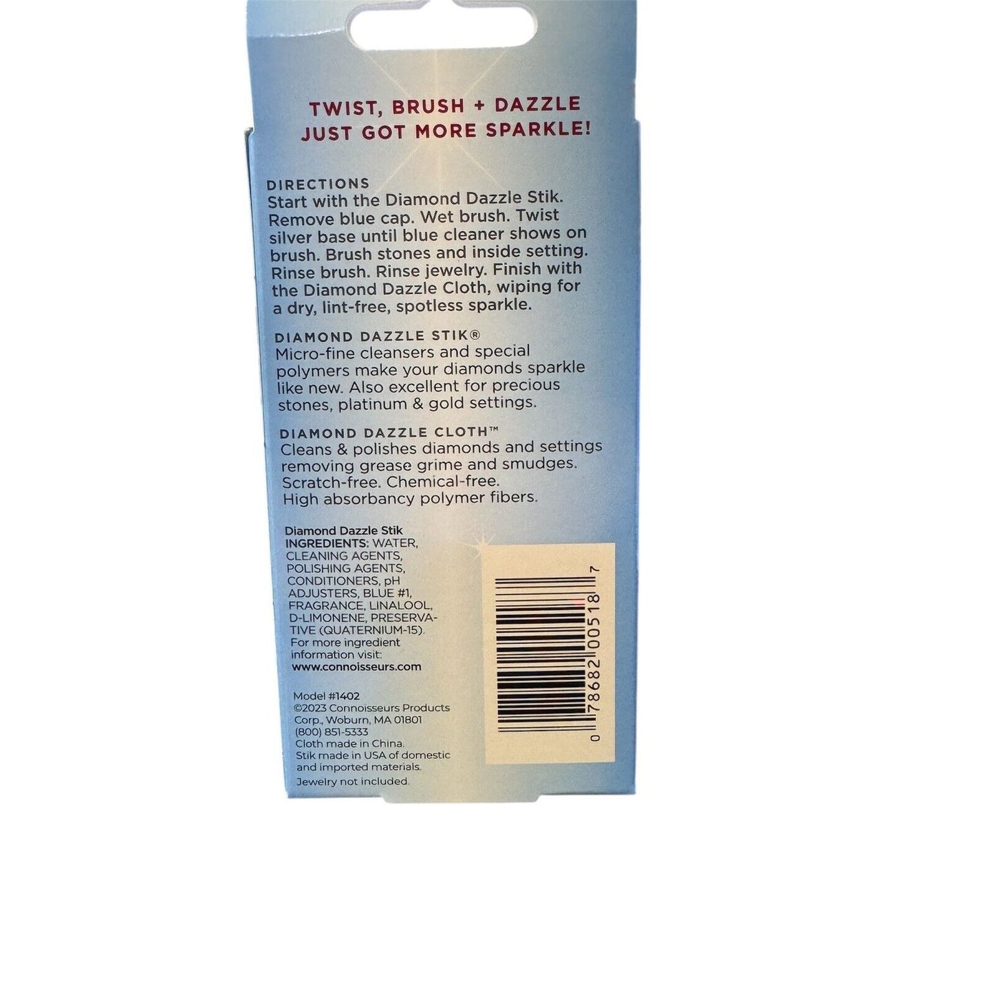 CONNOISSEURS Diamond Dazzle Stik Jewelry Cleaner Solution Pen Diamond Cloth