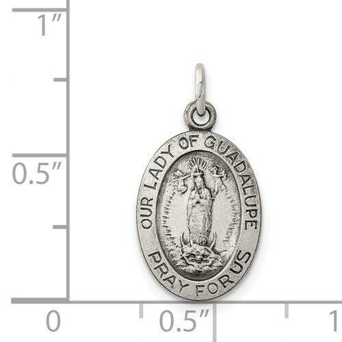Sterling Silver Our Lady Of Guadalupe Pendant 20mm x 11mm Charm