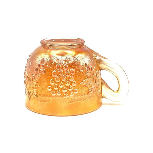 Vintage Carnival Glass Cup Iridescent Marigold Grape Vine Pattern