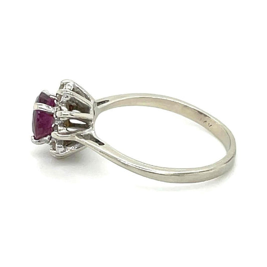 .85ct Ruby & .20ct Diamond Accent Ring Solid 14k White Gold 1.8g Size 5