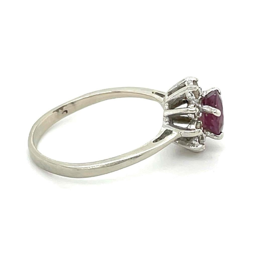 .85ct Ruby & .20ct Diamond Accent Ring Solid 14k White Gold 1.8g Size 5