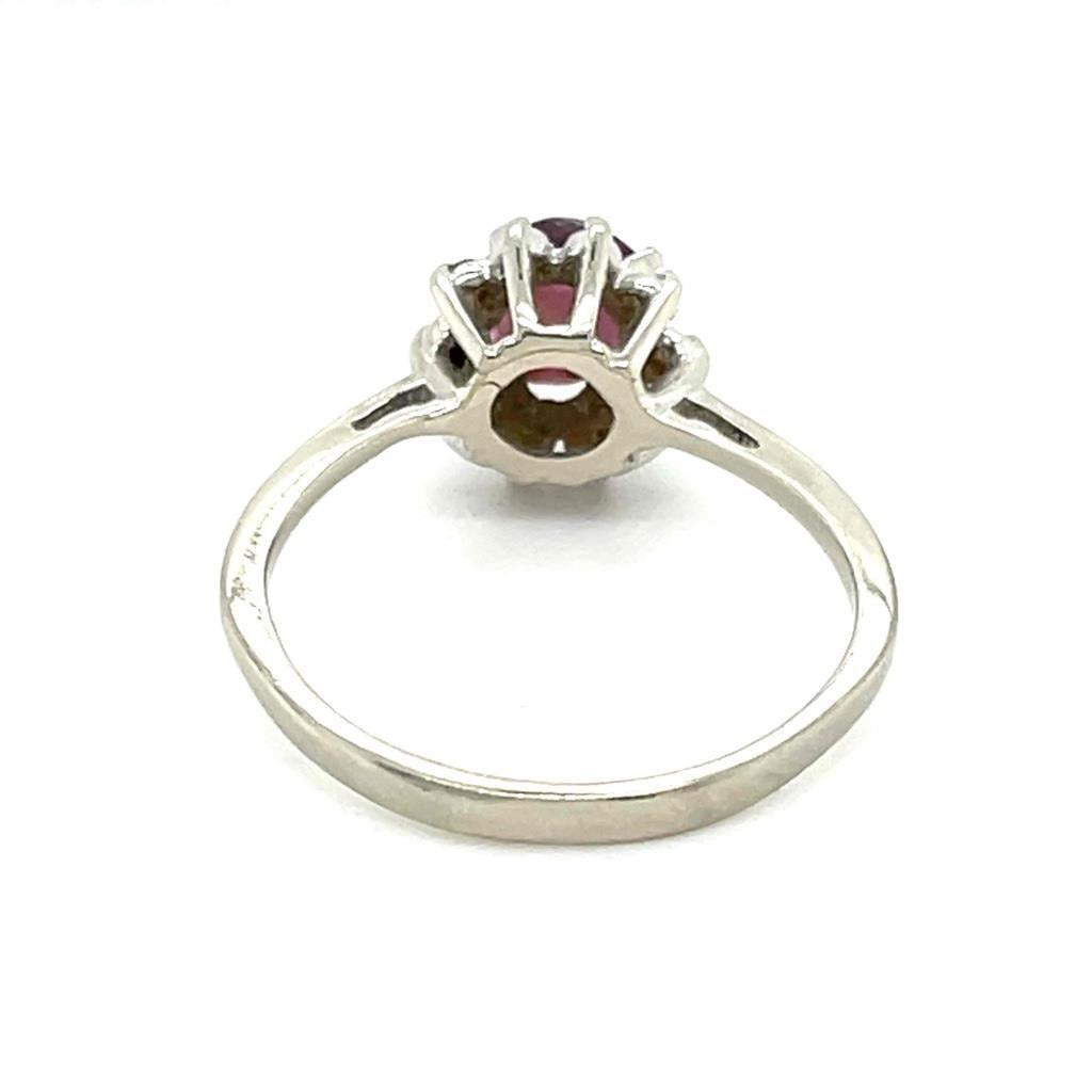 .85ct Ruby & .20ct Diamond Accent Ring Solid 14k White Gold 1.8g Size 5