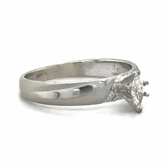 1/5ct Diamond Marquise Solitaire 10k White Gold Engagement Ring 2.6g Size 7.75