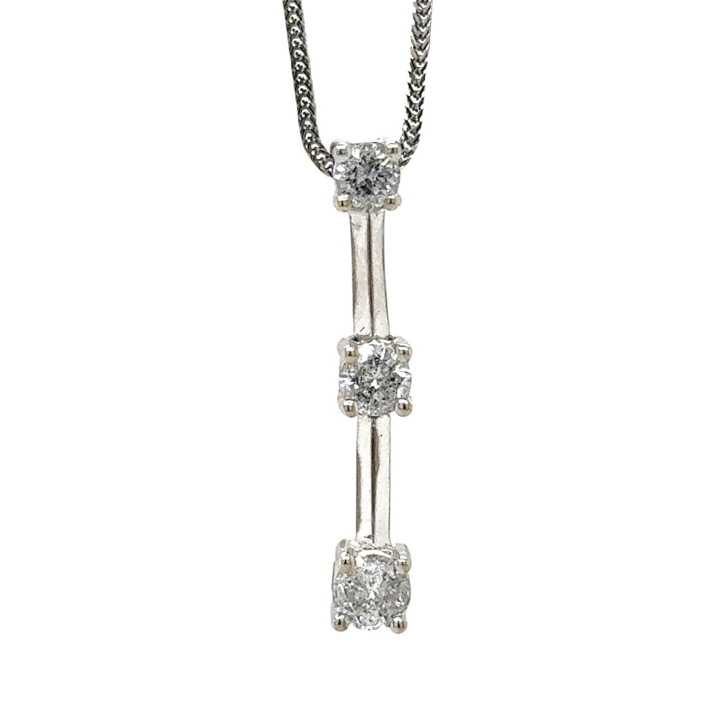 3/8ctw Diamond 14k White Gold Pendant with 16" inch Necklace 0.9g