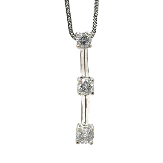 3/8ctw Diamond 14k White Gold Pendant with 16" inch Necklace 0.9g