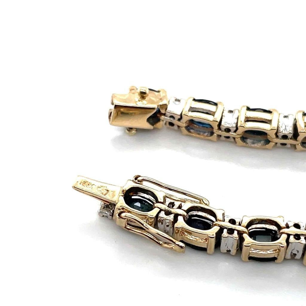 9+ctw Sapphire & 1/4ctw Diamond 14K Yellow Gold Bracelet 6.75 Inch 12.8g