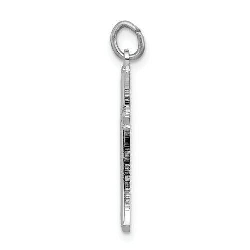 Sterling Silver Platinum-plated Fleur De Lis Cross Charm Pendant