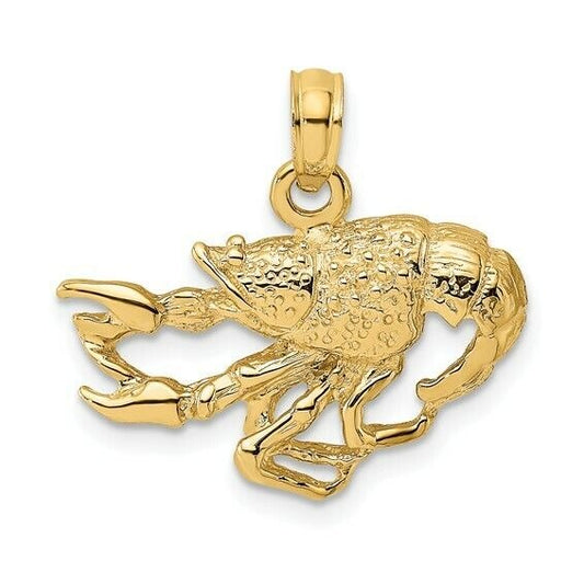 14K Yellow Gold Textured Crawfish Charm