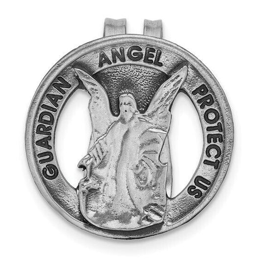 Silver-tone GUARDIAN ANGEL PROTECT US Visor Clip