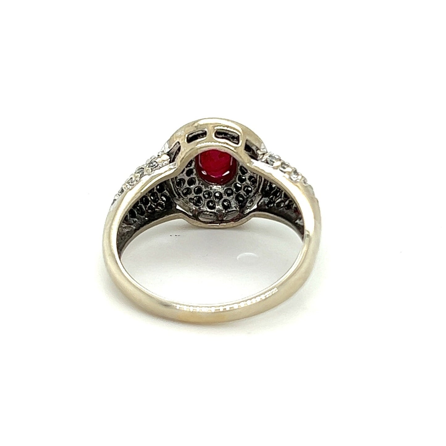 10K White Gold Ruby & Diamond Ring 3.7g Size 6.5