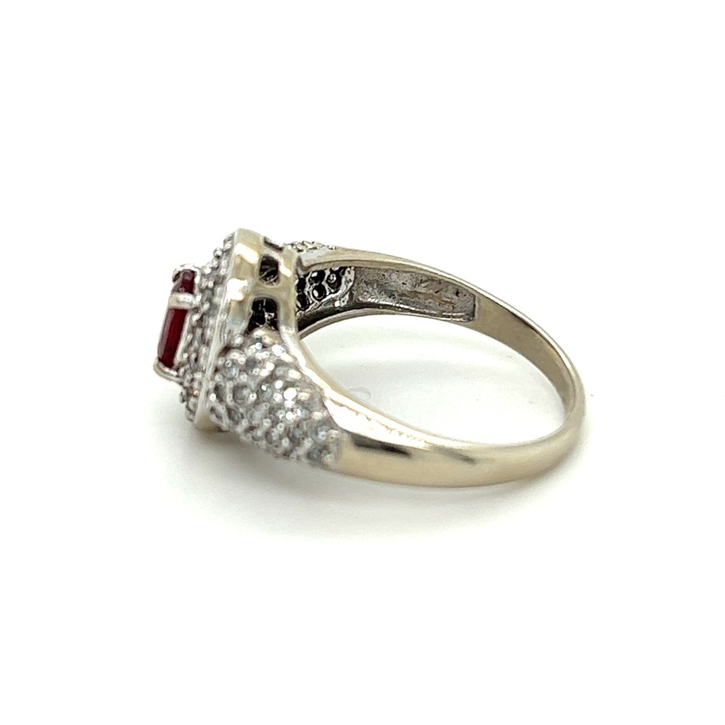 10K White Gold Ruby & Diamond Ring 3.7g Size 6.5