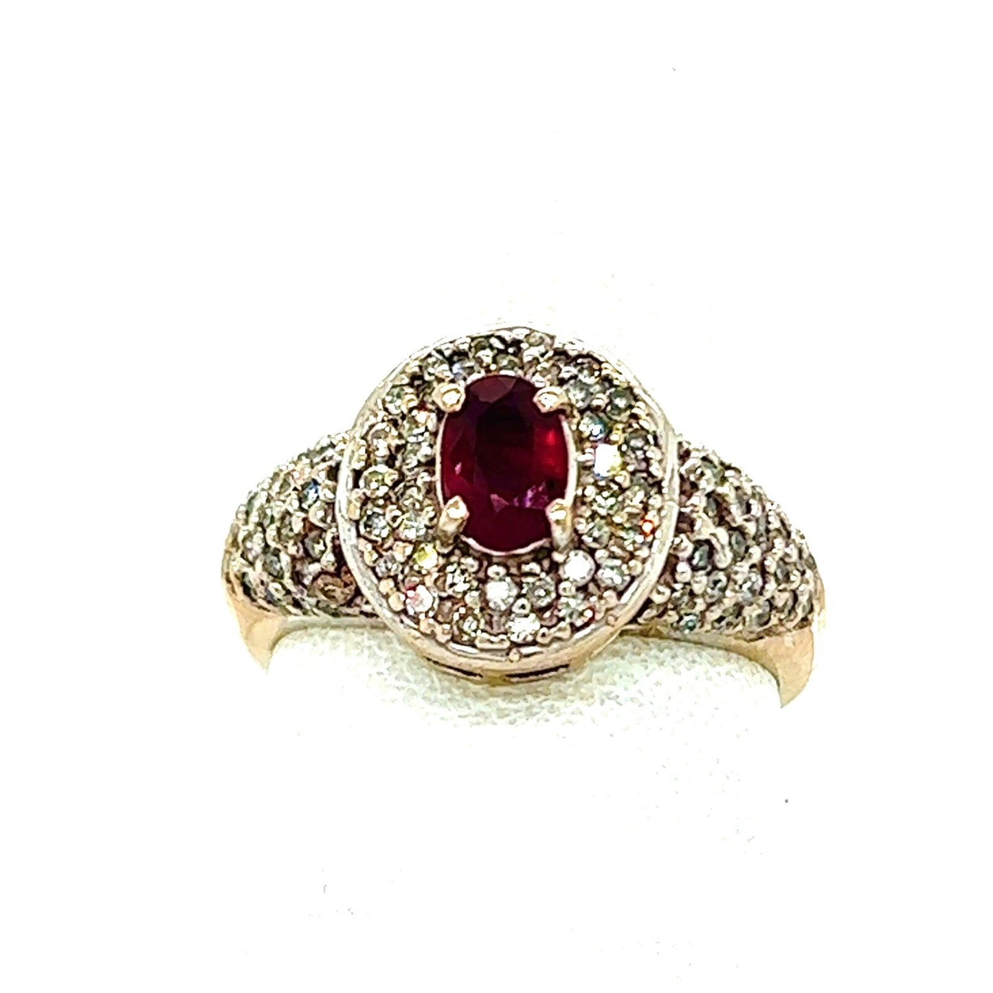 10K White Gold Ruby & Diamond Ring 3.7g Size 6.5