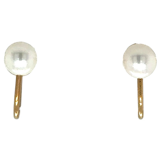 5mm Pearl Stud Screw Back 14k Yellow Gold Earrings 1.3g