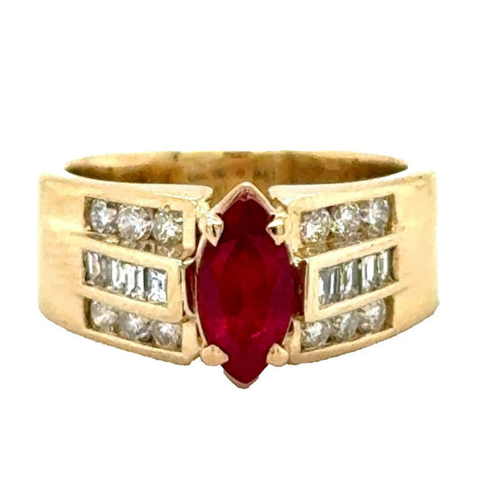 1.25ctw Ruby & Diamond 14k Yellow Gold Ring 7.9g Size 6.25