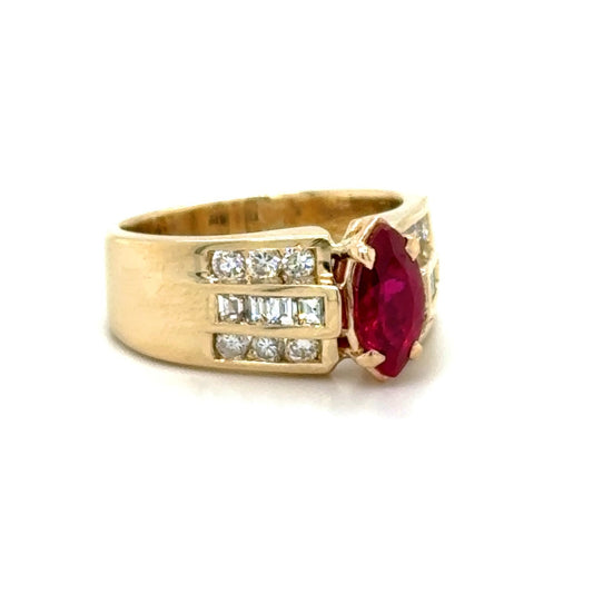 1.25ctw Ruby & Diamond 14k Yellow Gold Ring 7.9g Size 6.25