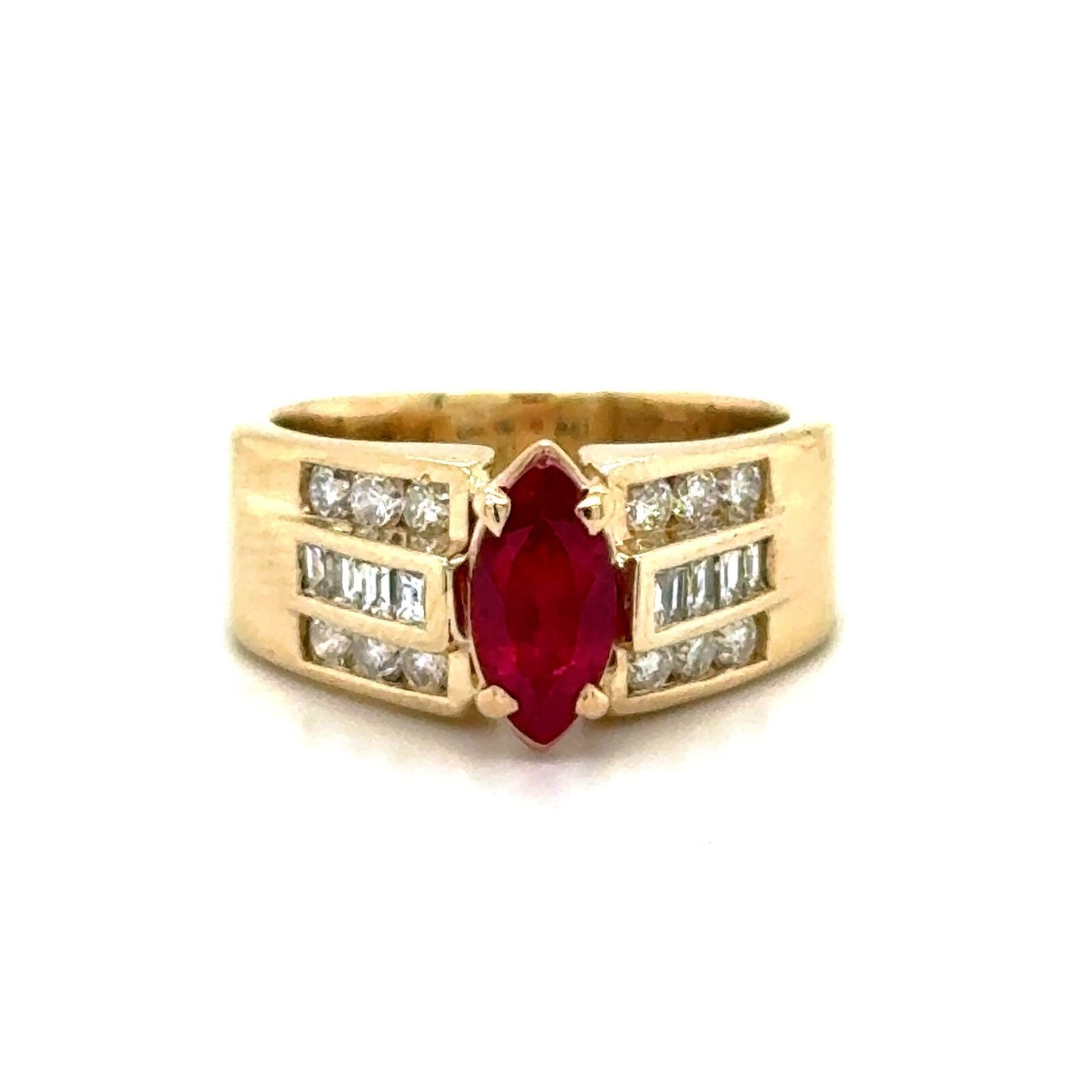 1.25ctw Ruby & Diamond 14k Yellow Gold Ring 7.9g Size 6.25