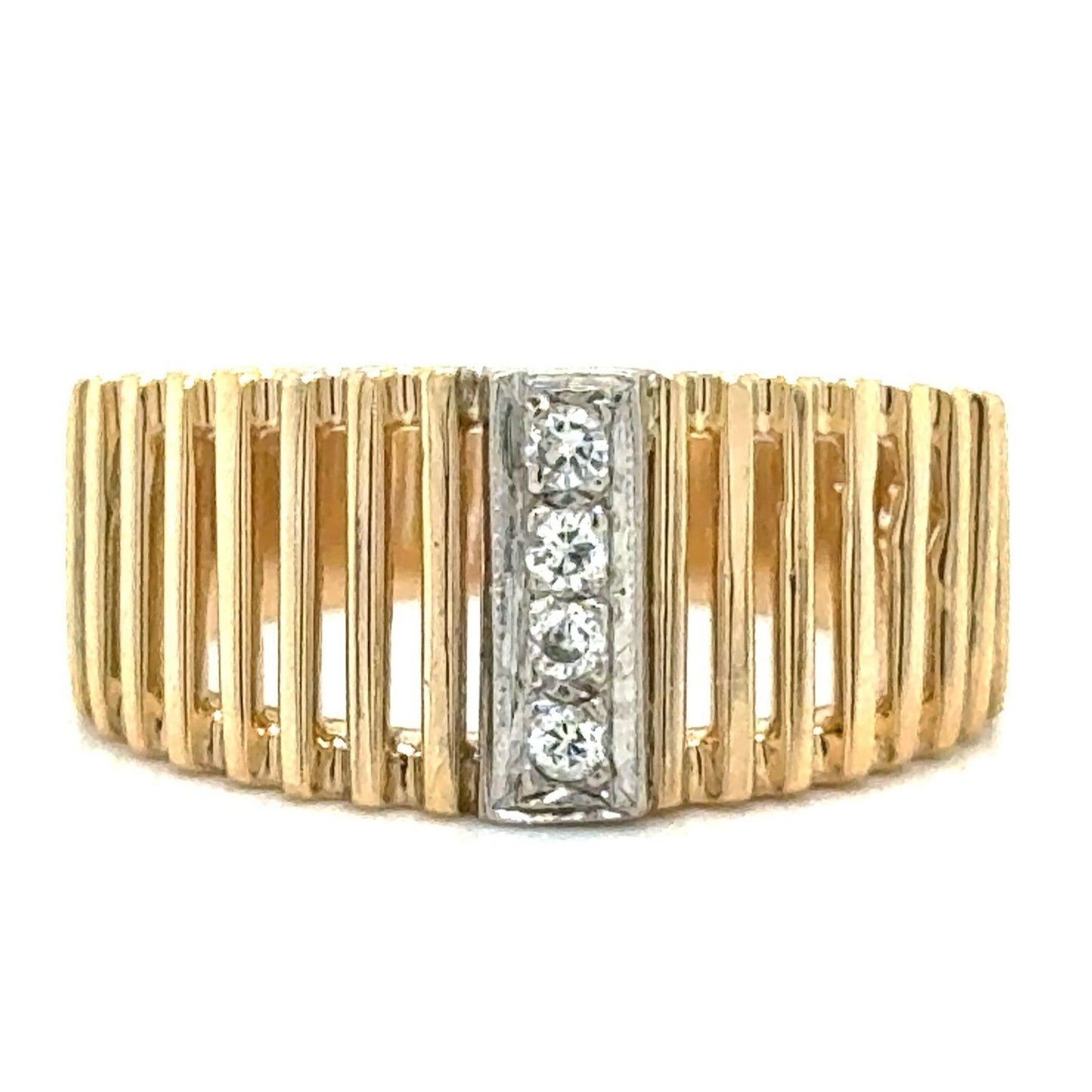 1/20 ctw Diamond 4 Stone 14k Yellow Gold Ring 5.4g Size 6.5 (SI2-I1,G-I)