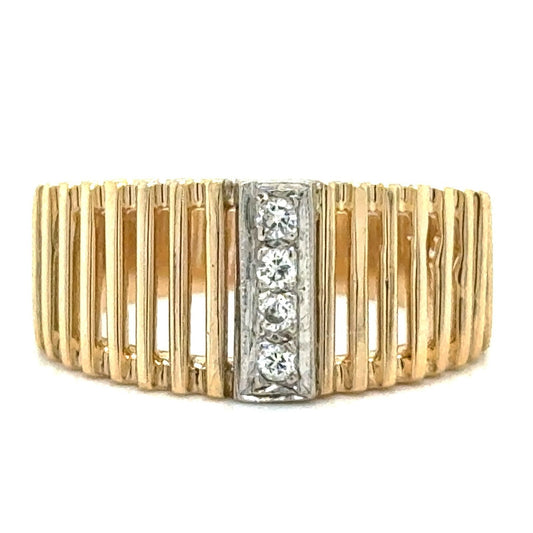 1/20 ctw Diamond 4 Stone 14k Yellow Gold Ring 5.4g Size 6.5 (SI2-I1,G-I)