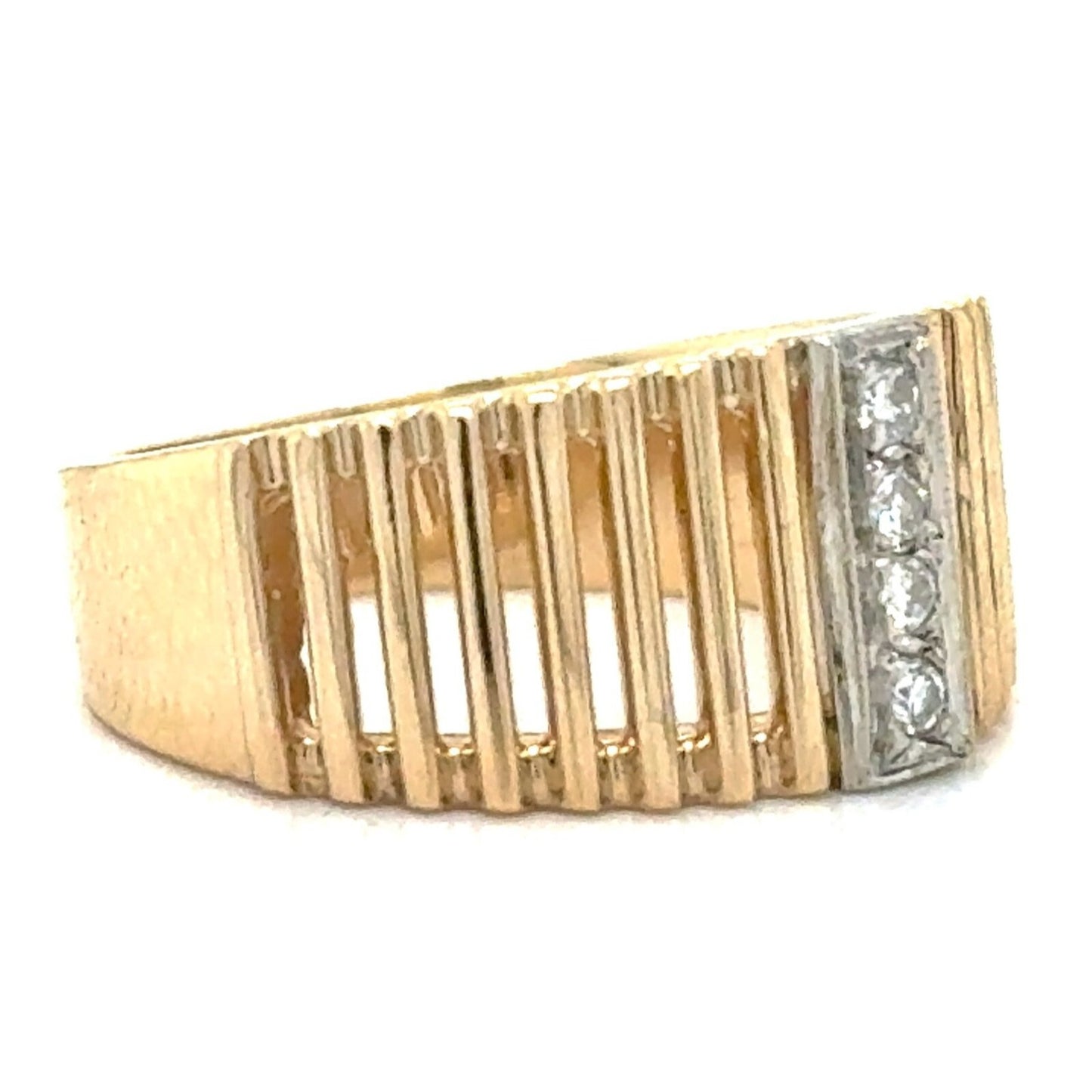 1/20 ctw Diamond 4 Stone 14k Yellow Gold Ring 5.4g Size 6.5 (SI2-I1,G-I)