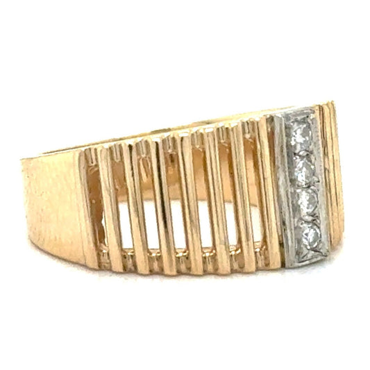 1/20 ctw Diamond 4 Stone 14k Yellow Gold Ring 5.4g Size 6.5 (SI2-I1,G-I)
