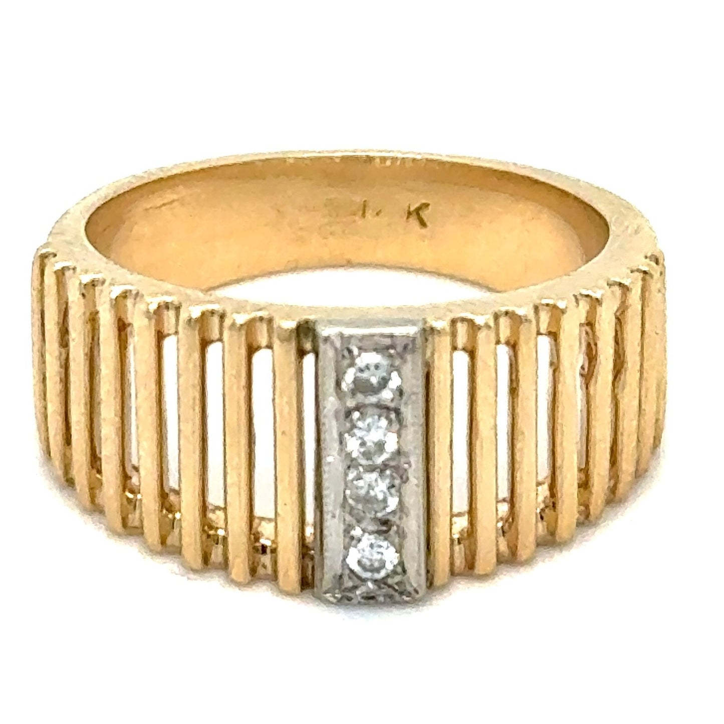 1/20 ctw Diamond 4 Stone 14k Yellow Gold Ring 5.4g Size 6.5 (SI2-I1,G-I)