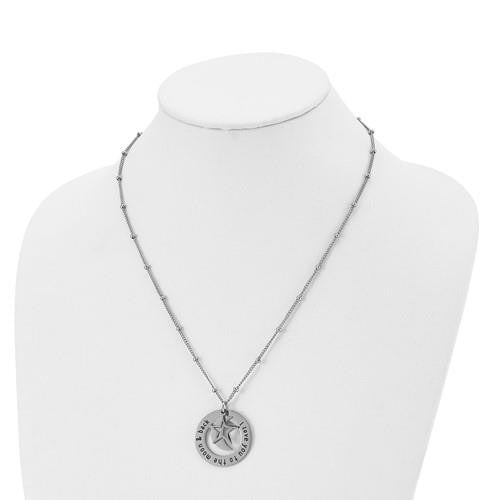 Chisel I LOVE YOU TO THE MOON and BACK Moon and Star Pendant 20in Beaded Chain