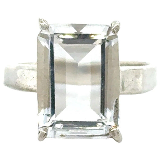 Cubic Zirconia Solitaire Ring .925 Sterling Silver 5.7g Size 7.5