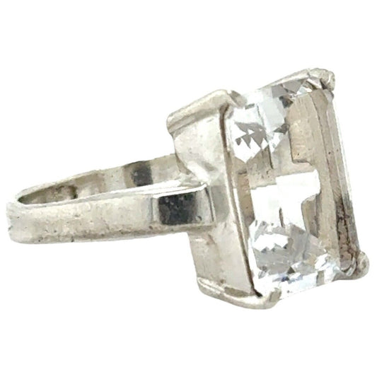 Cubic Zirconia Solitaire Ring .925 Sterling Silver 5.7g Size 7.5