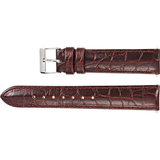 Men's 18mm Regular Brown Leather Alligator Grain Padded Watch Strap Band