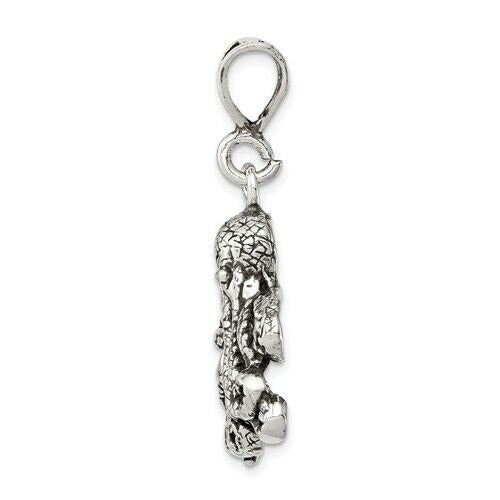 Sterling Silver Antiqued Octopus Charm 26mm X 23mm